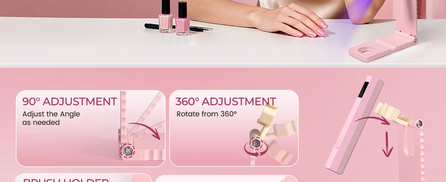 Convenient Handheld UV/LED Nail Lamp Set Handheld Light with Stand LCD Display USB Gel Nail Dryer for Quick Curing All