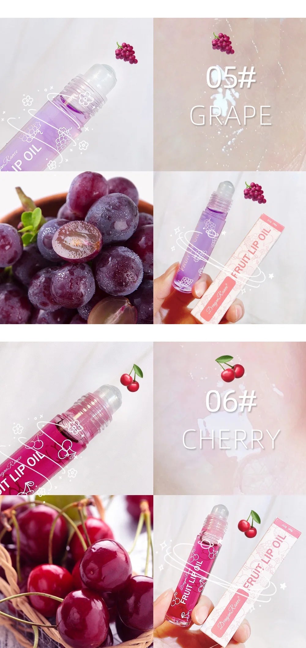 Roll-On Lip Oil Moisturizing Lip Balm Liquid Nourishing Lip Oil Colorless Transparent Fruit Lip Oil New Valentine's Day Gift Lip Balm