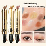 6 Colors Double-Ended Eyeshadow Stick – Waterproof, Long-Lasting, Matte & Glitter, Contour, Highlight, Certified, Unisex