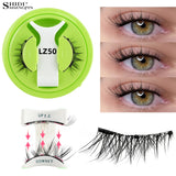 2 Pairs Magnetic Eyelash Natural Look Fluffy False Eyelashes Reusable Magnetic Eyelash Set with Applicator No Glue Need Makeup