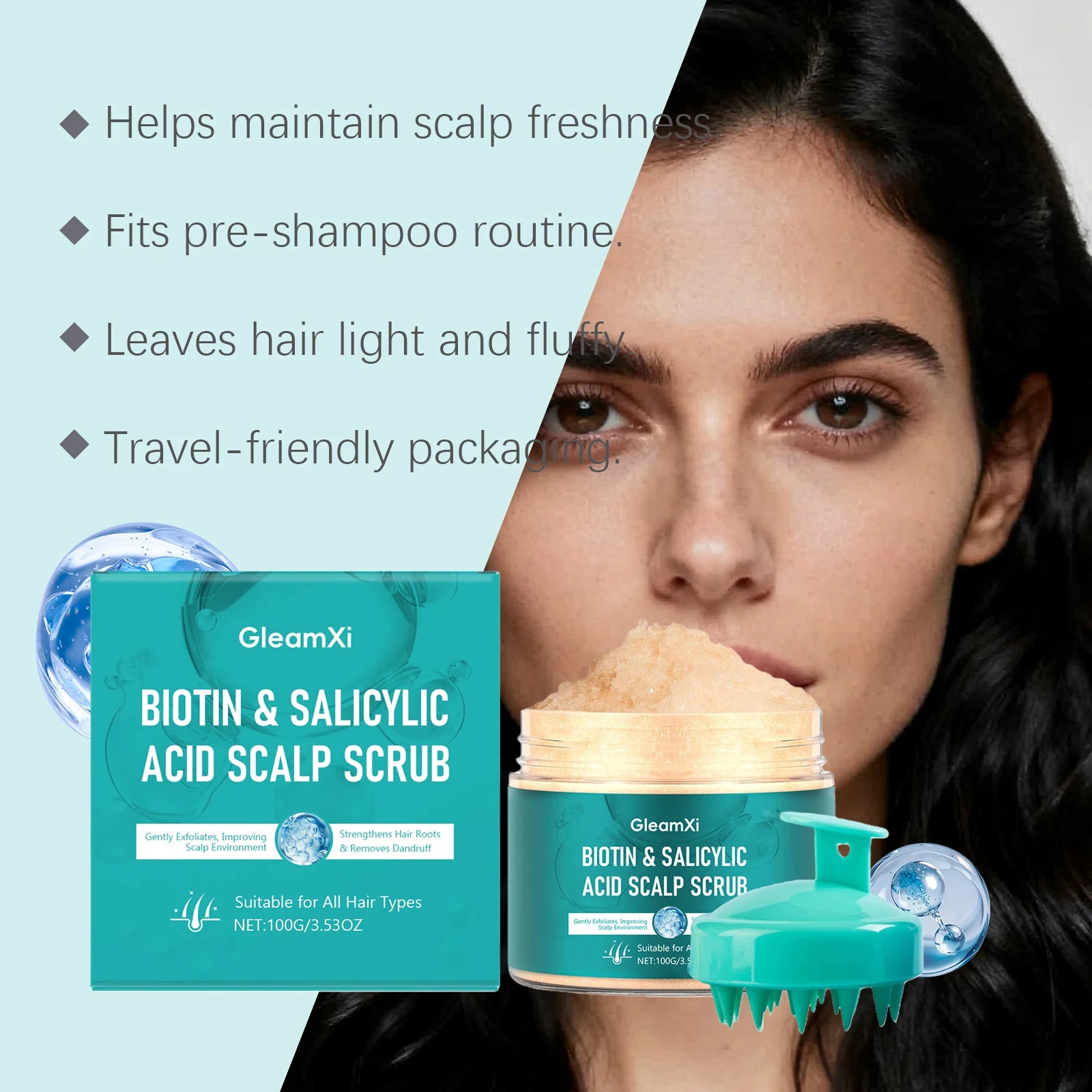 Salicylic Detox Scalp Scrub With Massage Brush Set Deep Cleansing Refreshing Oil Control Anti-Frizzy Hair Care Salon-at-home