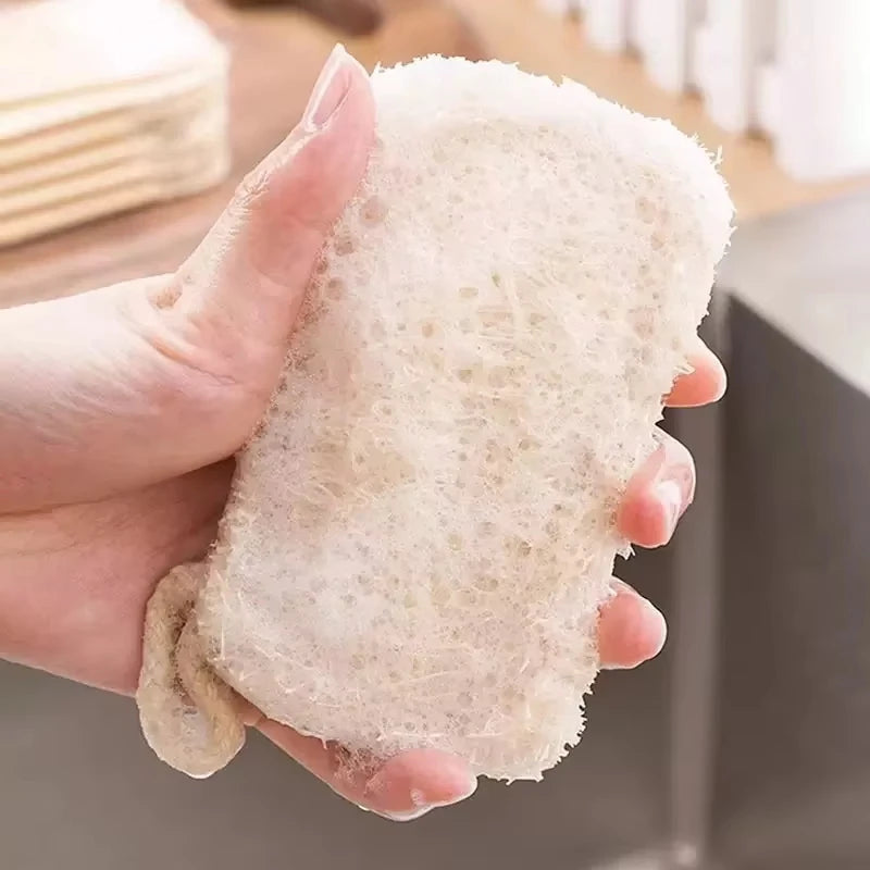 4-6Pcs Natural Loofah Exfoliating Sponges - Gentle Body Scrubber for Shower & Bath, Bamboo Fiber Cleaning Pads