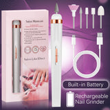 YIKOOLIN 5 in 1 Electric Nail Polish Drill Machine USB Charge Portable Manicure Set  Exfoliation and Polishing for Nail Salon