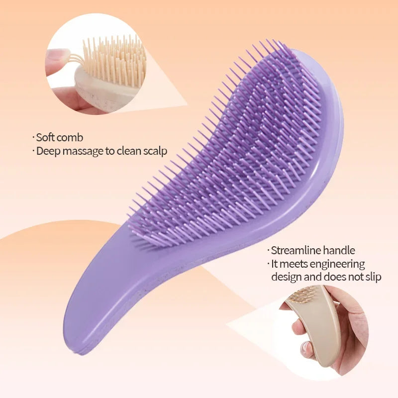 1pcs Magic Detangling Hairbrush Soft Wheat Straw Scalp Massage Comb Anti-static Gentle Grooming Brush Salon Hair Styling Brush