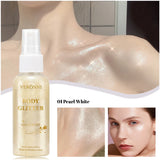 Body Highlighter Spray–Quick-Dry Non-Sticky Shimmer Mist, Fine Glitter for Hair & Skin,Water-Resistant Long-Lasting Summer Glow