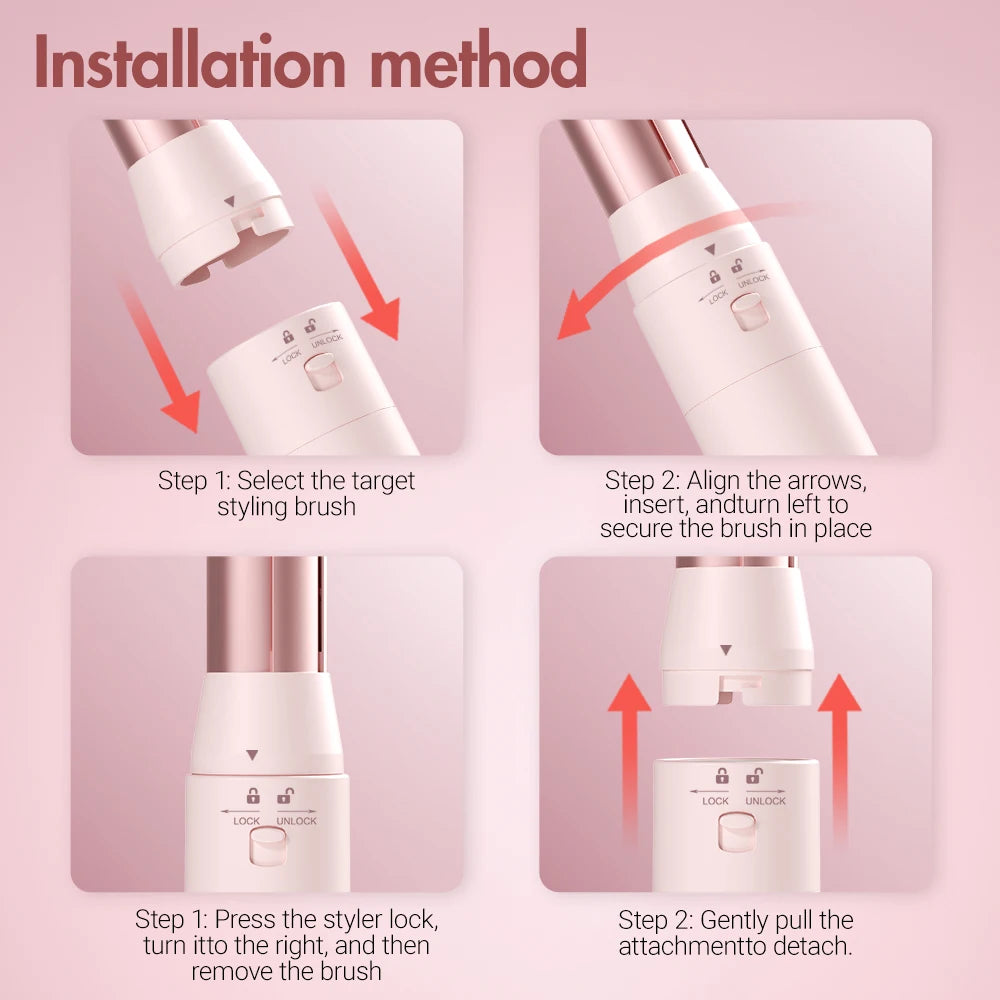 Hair dryer brush detachable 5-in-1 styling and drying system, fast drying, curl smoothing and styling, automatic curling iron