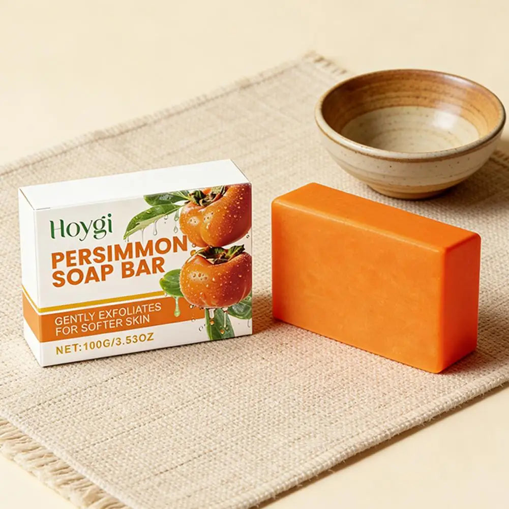Persimmon Soap Bar for Body Odor Control, Handmade Persimmon Soap for Face and Body Wash, Gentle Smooth Deodorant Bath Soap 100g