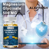 Alxfresh Magnesium Glycinate 500mg Capsule Zinc Vitamin D3 B6 for Muscle, Joint, Nerve Sleep Quality, Anxiety Stress Mood Health