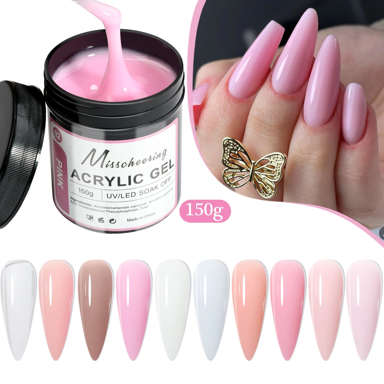150g Large Capacity Nail Extension Gel Acrylic Semi-Permanent UV/LED Gel Varnish Suitable for DIY Design Nail Art Extension Tool