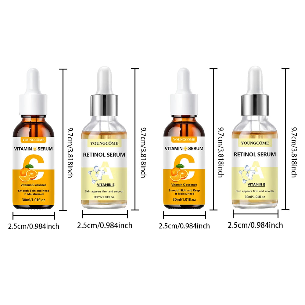 2pcs Vitamin C and retinol fortified serum rich in VC,keep skin hydrated and smooth,smooth fine lines and wrinkles,delicate skin