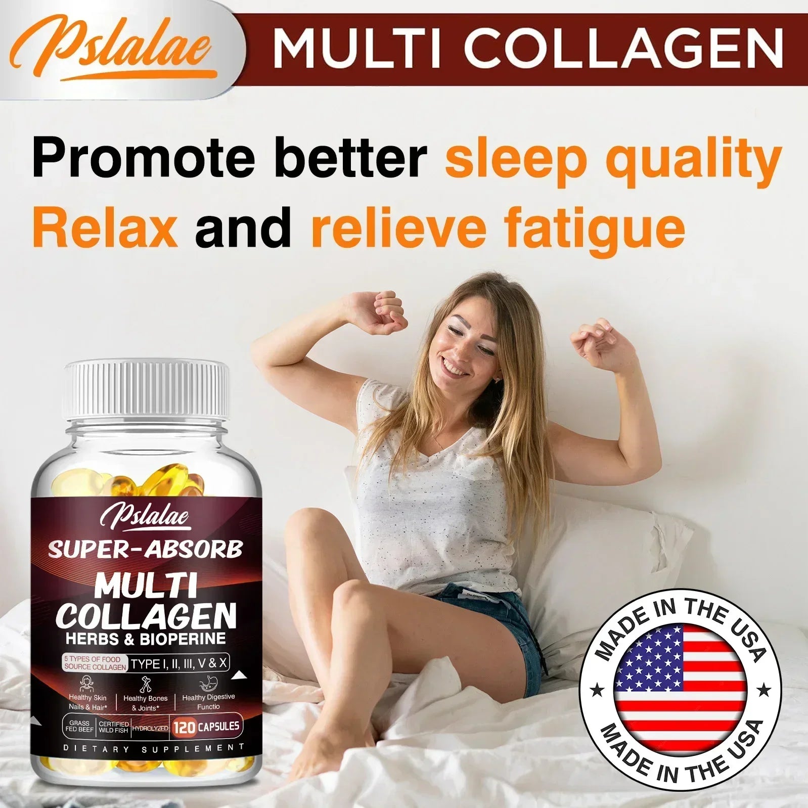 Multi Collagen Capsules - Collagen Skin Whitening & Anti-Aging - Vitamin C, Hyaluronic Acid, Gluten Free Supplement