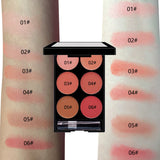6-Color Blush and Contouring All-in-One Palette, Pearlescent Matte Powder Makeup Palette