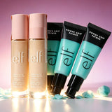 Elf Halo Glow Foundation & Power Grip Primer Hydrating Base Natural Luminous Makeup Base for All Skin Types Daily Cosmetic Uses