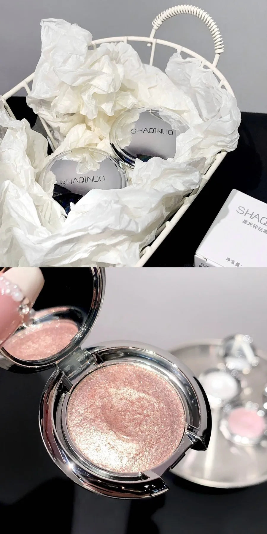 SHAQINUO Highlighter Cream, Radiant Shimmer Powder, Smooth with Potato Mash Texture, Long-lasting, Non-Flaking for Highlighting