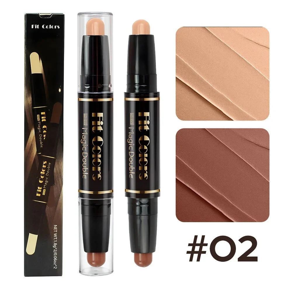 Double-head Highlight Shadow Stick Face Bronzer Contouring Pen Foundation Cream Concealer Makeup Base Beauty Women's Cosmetics