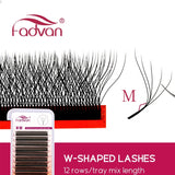 FADVAN M/L/L+/C/D Curl 3D/4D/5D W Shape Eyelash Extensions Waterproof Curling Natural Volume Lashes Soft Black False Eyelashes