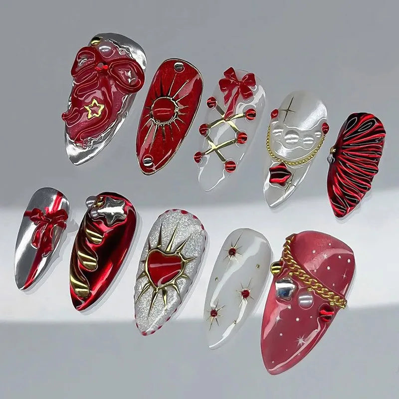 24 false nail pieces shipped randomly, Instagram-style false nails, wearable full-coverage almond-shaped press-on nails.