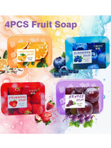 4PCS Fruit Jelly Soap, Deeply Cleanses and Removes Makeup, Bathes the Whole Body, Moisturizes and Nourishes