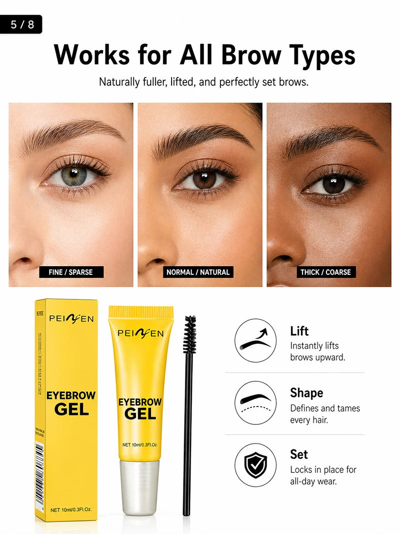 Clear Eyebrow Gel 3PCS Set, Strong Hold Waterproof Brow Shaping Gel, Natural Fuller Brows Makeup, Flake-Free Brow Lamination