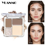 Three-dimensional facial four-color highlight contour palette,matte long-lasting brightening three-dimensional contour cosmetics