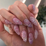 24 false nail pieces shipped randomly, Instagram-style false nails, wearable full-coverage almond-shaped press-on nails.