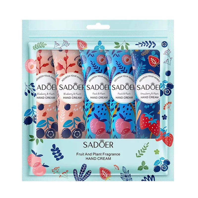 SADOER Hand Cream Set 5pcs Moisturizing for Dry Hands Travel Size Hand Lotion Gift Set to Nourish and Repair Dry Cracked Hands