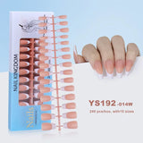 150Pcs/Box Acrylic Press on Nails Full Cover Fake False Tips Soft Gel Extension T-shaped Oval Capsule Almond Sculpted Salon DIY