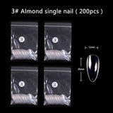 TSZS 200pcs Short Medium Oval Almond Square Fake Nails Full Cover Single Size Acrylic Clear Art Tips For Display Stick-On Nail