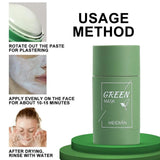 Green Tea Solid Cleansing Mask Acne Blemish Treatment Cream Blackhead Removal Natural Plant Formula Mild Skincare Solution