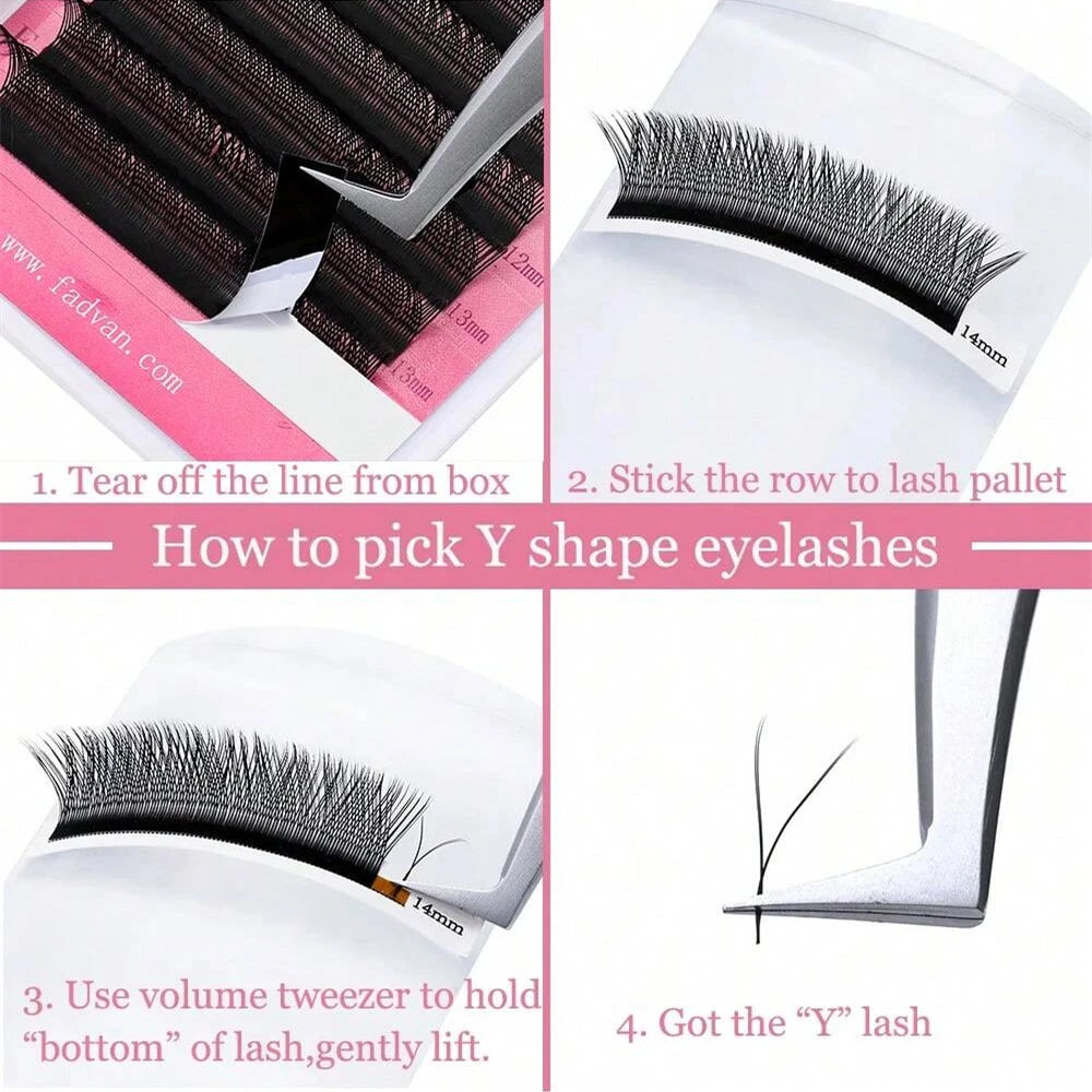 FADVAN YY Shape 6-15mm Lashes 2D 0.07/0.05mm Faux Mink C/D Curl Natural Soft Brazilian Premade Volume Fan Eyelashes Extension