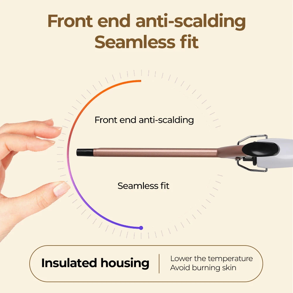 EU Plug 0.51"  Curling Iron, Constant Temp Hair Care, Auto Shutoff, Anti-Scald Stand, Perfect for Wool Curls