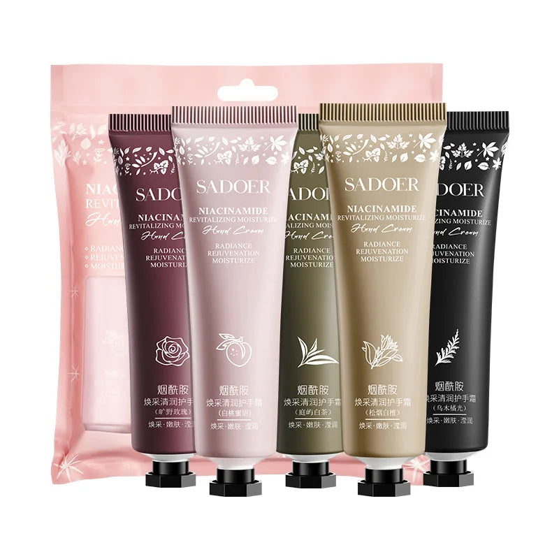5-Piece Moisturizing Hand Cream Set with Hyaluronic Acid, Plant-Derived Squalane, and Niacinamide Moisturizing Lotion   All Skin