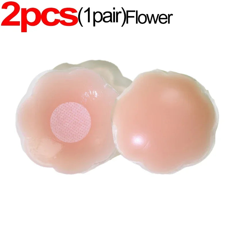 2/10pcs Invisible Nipple Cover Stickers Self-adhesive Chest Breast Petals Silicone Lift Up Paddings Reusable Women's Patch Bra