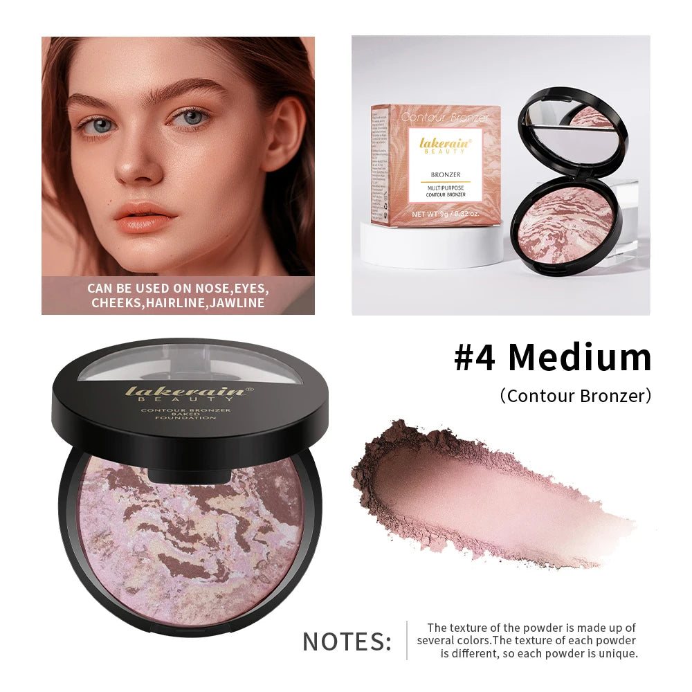 Demi Matte Natural Finish Baked Brighten Color Correcting Powder Foundation Buildable Light to Coverage Oil Control Makeup