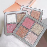 Four Color Glitter Highlighter Powder Palette Diamond High Gloss Shiny High Light Bronzers Face Body Brightening Makeup Cosmetic