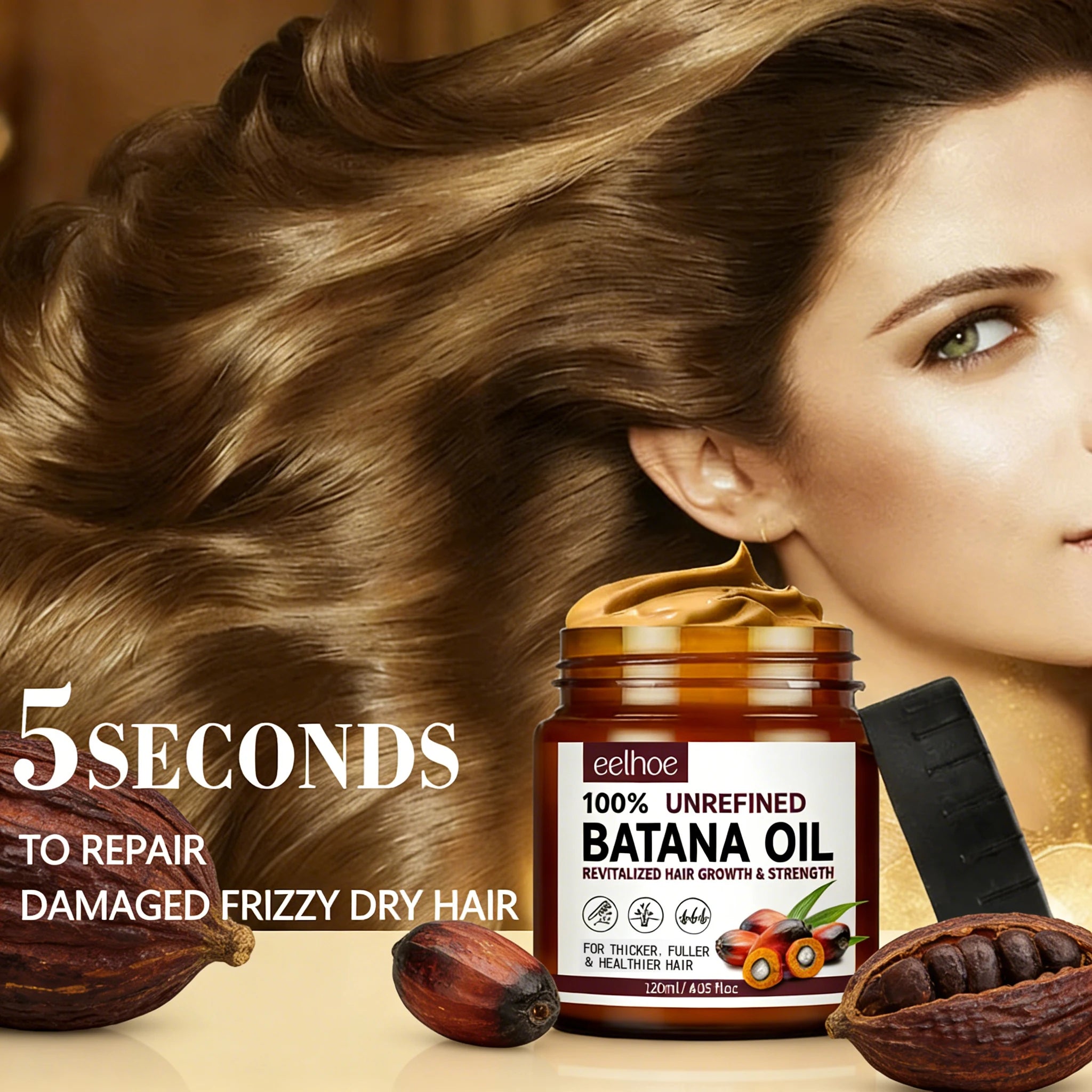 100% Pure Organic Hair Mask Batana Oil Hair Growth Oil Natural Treatment Nourish Reduce Hair Loss Anti-Breakage Hair Products