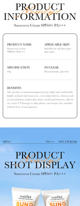 SAODER Spf 60+ Sunscreen For Face Body Sun Block Creams Sweat Proof Refreshing Non Greasy Solar Blocker Protector Sun Cream