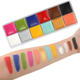SFX Makeup Kit 12 Color Face Body Paint Oil Stage Special Effects Halloween Wound Scar Wax Makeup Fake Scab Blood Spatula Paint